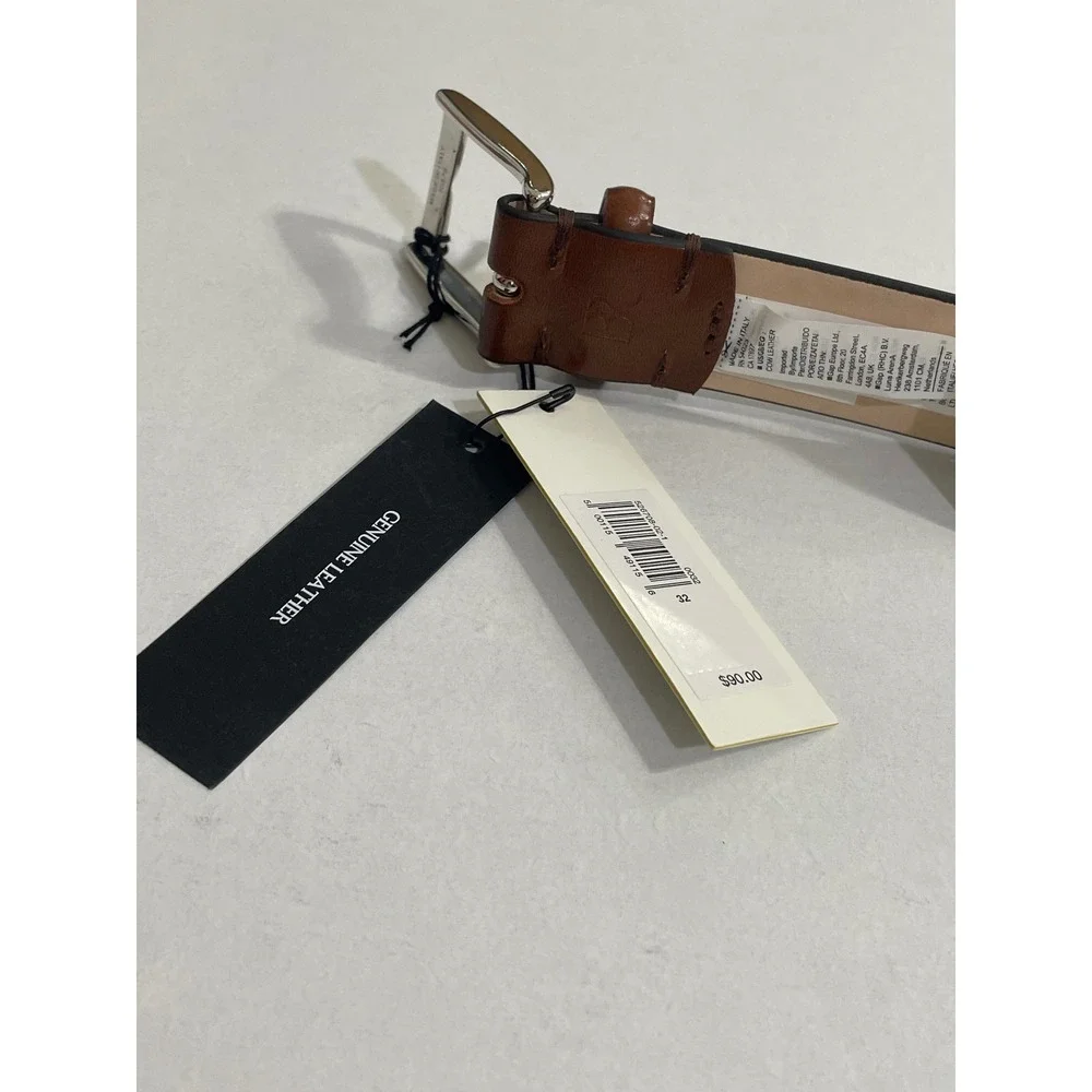 Banana Republic Mens Italian Leather‎ Dress Belt Brown Silver Buckle Size 32